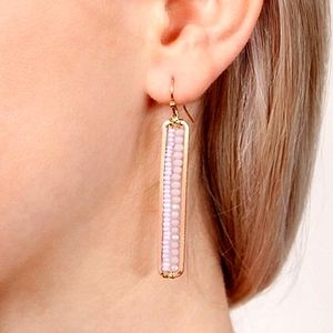 Modern Unique Long Drop Bar Cut Out Acrylic Beaded Earrings